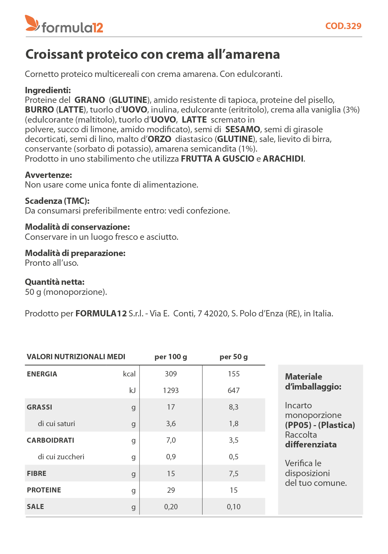 329_ Croissant proteico multicereali amarena e crema